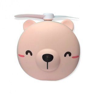 Портативный вентилятор Мишка с зеркалом и подсветкой (USB, режим 3 работы, компактный, аккумулятор) - Розовый 51930130 фото