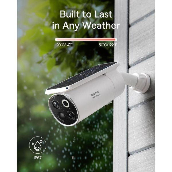 Беспроводная система видеонаблюдения Baseus S1 Pro (2 камеры, солнечная панель с треккингом, 3K видео, AI, Wi-Fi, Ethernet) - Белый 106276699 фото