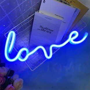 Настінний неоновий світильник-нічник Love Decoration Lamp - Синій 37295629 фото