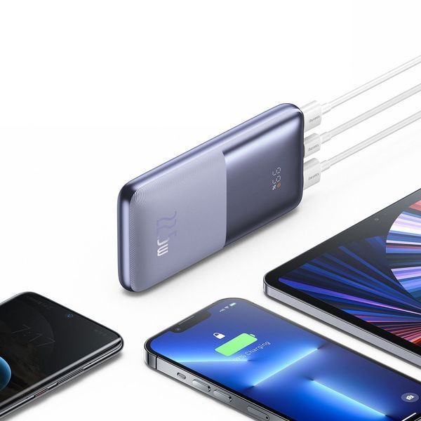 Повербанк Baseus Bipow Pro + кабель USB to Type-C, 0.3 метра (3A, 20000 мАг, 22.5Вт, Type-C x 2 USB-A, QC 3.0) - Лавандовий 57120776 фото